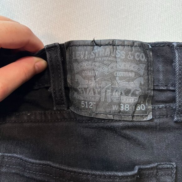 Levi's 512 Men's Slim Taper Jeans Stretch Size 38x30 Black Denim Dark Wash - Picture 3 of 10